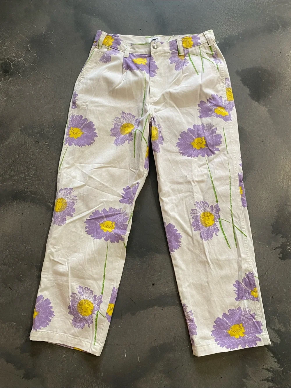 OBEY Printed Flowers Pleated Chino Pant Sz 32x30 Unisex  (Ago A-2)